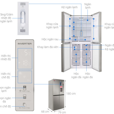 Tủ lạnh Sharp Inverter 401 lít SJ-FXP480VG-CH Mới 2020 - Hàng chính hãng (chỉ giao HCM)