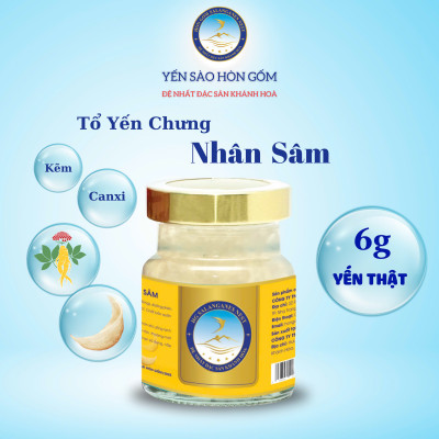 [Hộp QT 6 Hũ] Tổ Yến Sào Chưng Nhân Sâm - Yến Sào Hòn Gốm Chính Hiệu Khánh Hoà - HGKNEST