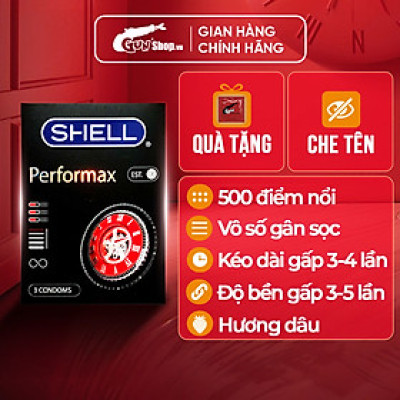 Bao cao su Shell Performax 6 in 1 kéo dài thời gian - Hộp 3 cái