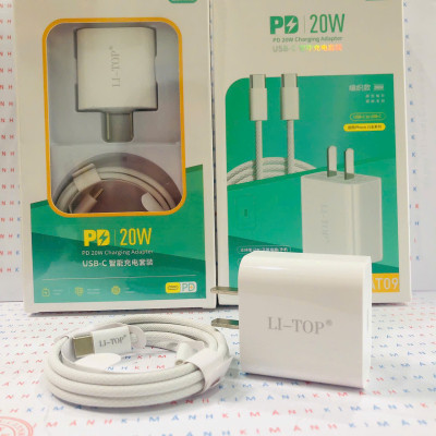 Bộ sạc LI-TOP AT09 chân cắm Type C, sạc nhanh PD 20W có chứng nhận 3C tiêu chuẩn an toàn quốc gia, hàng chính hãng