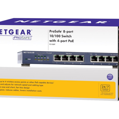 Bộ Chia Mạng 8 Cổng Switch Netgear FS108P 5 Port Fast Ethernet Unmanaged with 4 Port PoE - Hãng Chính Hãng