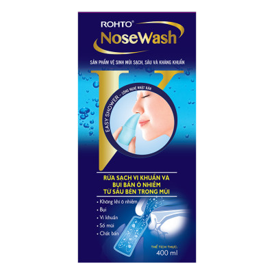 Bộ sản phẩm rửa mũi tiện dụng Rohto NoseWash (1 bình vệ sinh mũi Easy Shower + 1 chai dung dịch 400ml)