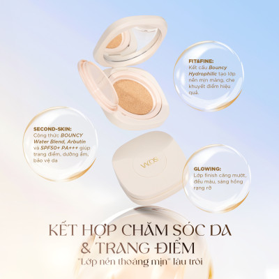 PHẤN NƯỚC KIỀM DẦU MỎNG NHẸ  THOÁNG DA VACOSI - VK15 - VACOSI FLASO CUSHION SPF 50+/PA+++