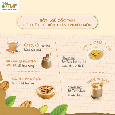Bột ngũ cốc nảy mầm Tami ít ngọt 900g hộp 50 gói TÂM MINH FOODS