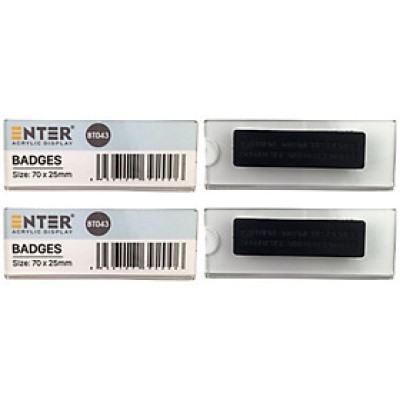 Phôi thẻ tên mica Enter BT043 70x25mm gắn nam châm N010 (10,100) - Bịch (10)