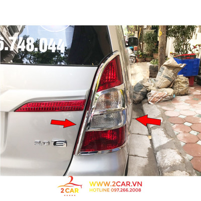 Ốp viền đèn pha, hậu xe Toyota Innova 2012 - 2016 mạ crom cao cấp, sáng bóng