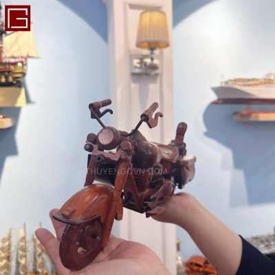 Mô hình mô tô 3 bánh gỗ tràm, mô hình xe mô tô trang trí, decor bàn làm việc, phòng làm việc, hàng chính hãng