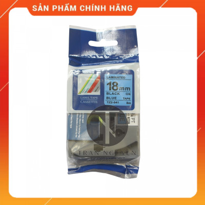 [Combo 5 hộp] Nhãn In đa lớp Tz2-541 - Đen nền Dương 18mm x 8m - Hàng nhập khẩu