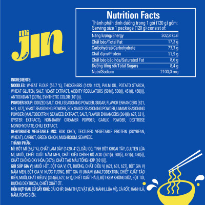 Thùng 20 gói mỳ Jin không cay 120g