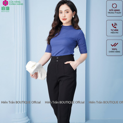 Quần baggy nữ cạp cao 2 cúc HIền Trần BOUTIQUE mặc giấu bụng, tôn dáng