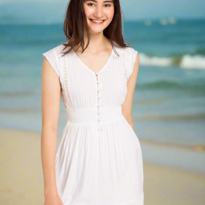 Đầm Maxi Trắng Cotton Dài Đi Biển Du Lịch Resorts Tiên DRE066 Thời trang Hity
