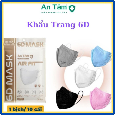 [100 Cái 6D ] Thùng/Combo Khẩu Trang Y Tế Kháng Khuẩn 6D An Tâm - 10 Túi/100 Cái.