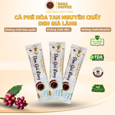 Cà Phê Hòa Tan Nguyên Chất ĐEN GIÀ LÀNG - Hộp