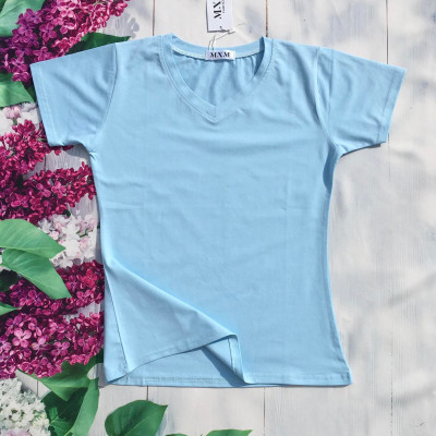 Áo thun nữ trơn cổ tim tay ngắn thun cotton 4 chiều form ôm body MXM ( ANU007 )