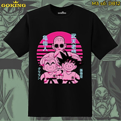 Áo thun siêu dễ thương Roshi-Goku-Krillin trong Dragon Ball, mã DB12. Áo phông in hình anime manga cao cấp cho nam nữ teen trẻ em