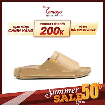 Dép Quai Ngang Nam Da Bò Nappa Cao Cấp Tomoyo TMD309