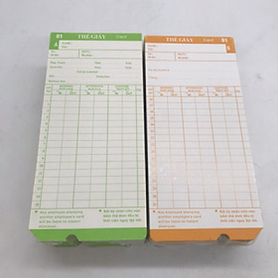 BỘ 5 XẤP THẺ GIẤY CHẤM CÔNG 