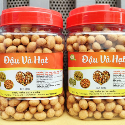1KG ĐẬU PHỘNG CỐT DỪA SẤY GIÒN - 2 HŨ NHỰA 500G