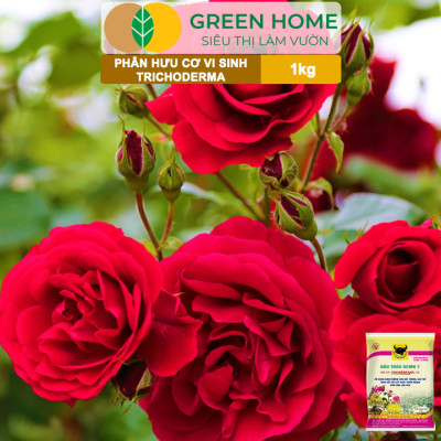 Phân Bón Hữu Cơ Trichoderma Greenhome, Đầu Trâu, Bao 1kg, Dạng Viên,Chuyên Hoa và Cây Cảnh
