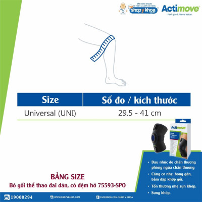 Bó gối thể thao đai dán, có đệm hở 75593-SPO Actimove Knee Support