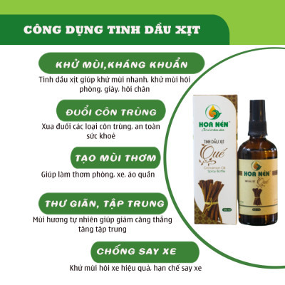 Chai xịt tinh dầu Quế Hoa Nén 100ml - Khử mùi, làm thơm, đuổi côn trùng