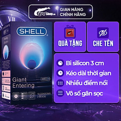 [Hộp 10 cái] Bao cao su Shell Giant Entering - Gân nổi, bi tăng 3cm