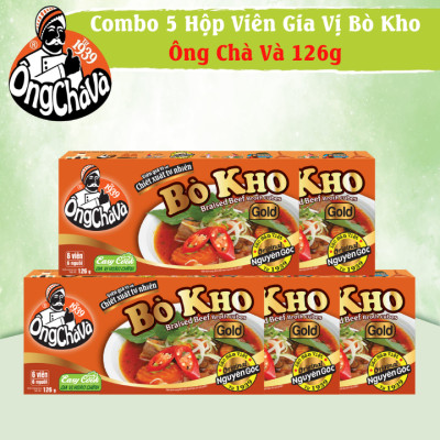 Combo 5 Hộp Viên Gia Vị Bò Kho Gold Ông Chà Và 126g (Braised Beef Broth Cubes)