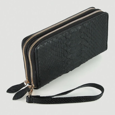 Ví nữ da trăn Huy Hoàng 2 khóa Vip màu đen HT3336