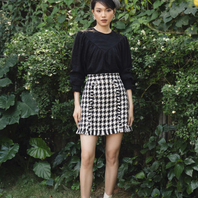 De Leah - Áo Suông Nhún Li Ngực - Đen