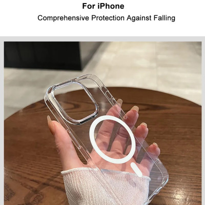 Ốp lưng trong suốt sạc từ tính cho iPhone 14 / 14 Plus / 14 Pro / 14 Pro Max hiệu HOTCASE Magnetic - trang bị đệm khi 4 góc, Viền TPU chống sốc, lưng PC chống ố vàng - Hàng nhập khẩu