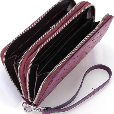 Ví Nữ Da Đà Điểu 2 Khóa Huy Hoàng HT3446 (11 x 22 cm) - Tím