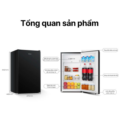 Tủ lạnh Mini Bar Hisense 94 Lít HR09DB làm lạnh nhanh, tiết kiệm điện, bảo hành 24 tháng - HÀNG CHÍNH HÃNG