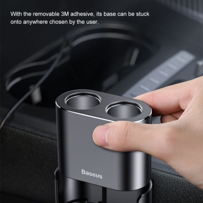 Tẩu sạc Baseus High Efficiency 1 to 2 Cigarette Lighter đa năng tích hợp bộ chia cổng sạc- hàng chính hãng