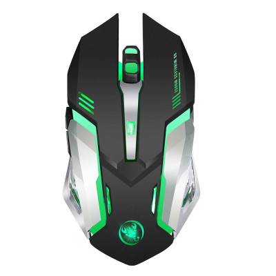 Chuột không dây chơi game HXSJ M10 2400 DPI có thể sạc lại 7 màu 6 đèn nền, tiện dụng cho máy tính để bàn