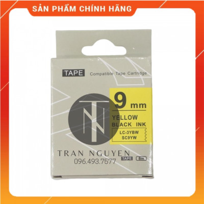 [Combo 3 hộp] Nhãn in Tepra SC12YW (LC-4YBW) - Chữ đen nền vàng 12mm x 8m - Hàng nhập khẩu