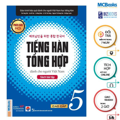 Sách - Tiếng Hàn Tổng Hợp Dành Cho Người Việt Nam - Cao Cấp 5 - Sách Bài Học + Bài Tập - Bản Đen Trắng - MCBooks