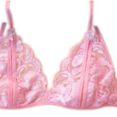 Combo áo lót và quần lót ren thêu hoa - Màu hồng