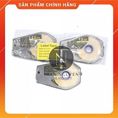 [Combo 3 cuộn] Nhãn in Canon PT-1112y - Đen nền vàng - 12mm x 30m - Hàng nhập khẩu