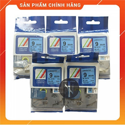 [Combo 5 hộp] Nhãn In đa lớp Tz2-521 - Đen nền Dương 9mm x 8m - Hàng nhập khẩu