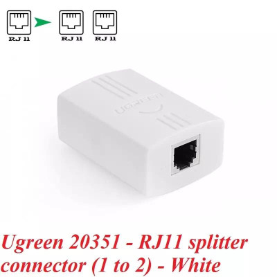 Ugreen UG2035120351TK Màu Trắng Đầu chia cổng điện thoại RJ11 1 ra 2 cao cấp - HÀNG CHÍNH HÃNG