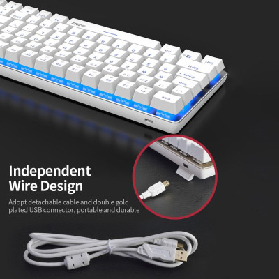 Bàn phím cơ Ajazz AK33 82 Phím BT & chế độ kép có dây USB Đèn nền đơn sắc phù hợp với văn phòng chơi game - Màu trắng (đỏ)