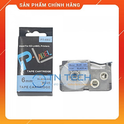 Nhãn in CASIO PT-6BU - Chữ đen nền xanh dương 6MM x 8M - Dùng cho máy in nhãn CASIO [Hàng nhập khẩu]