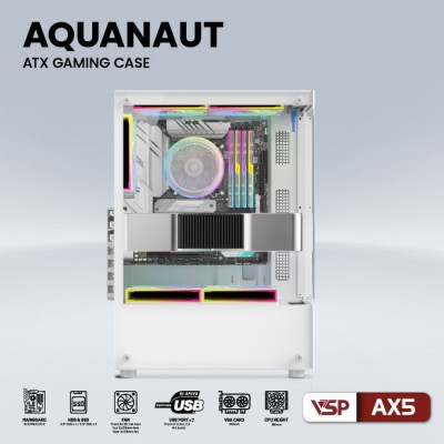 Vỏ Máy Tính Case VSP AX5 Aquanaut ATX Gaming (Black/White) - Hàng Chính Hãng