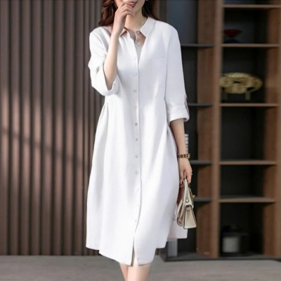 Đầm sơ mi thiết kế style Hàn trẻ trung chất liệu sợi Linen cao cấp, thoáng mát