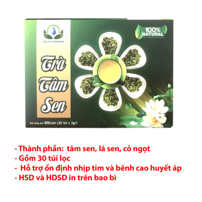 Đặc Sản Đồng Tháp - Trà tâm sen hộp 30 túi lọc 3gram, Tim sen Siêu thị thiên nhiên - OCOP 4 SAO