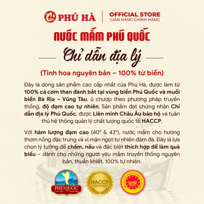 Nước mắm Phú Quốc Chỉ Dẫn Địa Lý Phú Hà 40 độ đạm - Hộp 6 chai 180ml