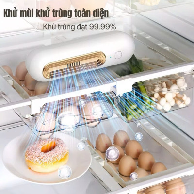 MáyKhử Mùi TủLạnh Mini Tích Hợp Oozone – Lọc Khônng Khíi & Diệt Khuẩn Hiệu Quả đèn trợ sáng