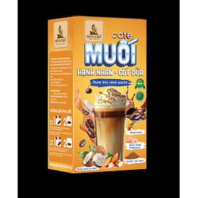 Cà Phê Muối Hạnh Nhân Cốt Dừa - LION CAFE Hộp 180g (10 gói x 18g) - Thơm Béo Sánh Quyện