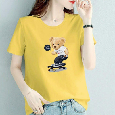 Áo thun nữ MXM cổ tròn form rộng in gấu dễ thương thun cotton 4 chiều từ 45-60kg ( ANU082 )