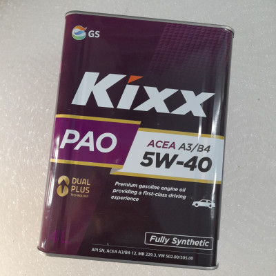 Dầu Nhớt Cao Cấp KIXX PAO A3/B4 5W-40 Fully 4 Lít - Chuyên Dụng Cho Máy Xăng